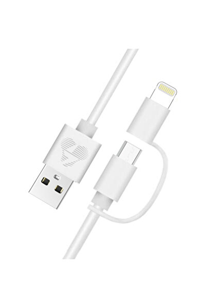 POWERTECH καλώδιο USB σε Micro/Lightning PT-707, MFi, 2.4A, 1m, λευκό