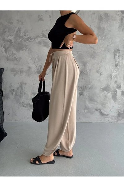aselon Women's Flexible Fabric Shalwar Pants with Elastic Waist