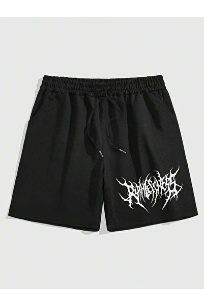 COZYWEAR Printed Black Oversize Shorts