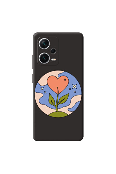 Other Xiaomi Poco X5 Hearted Flower Black Colored Silicone TPU Θήκη