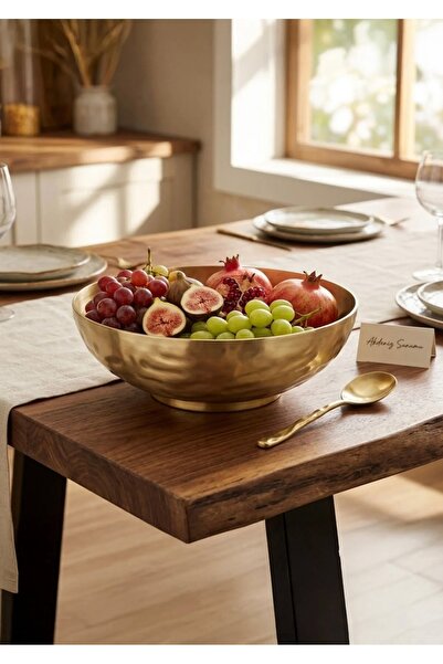 CEZVE HOME Gold Stainless Steel Presentation Bowl Salad Fruit Serving Bowl 20 cm
