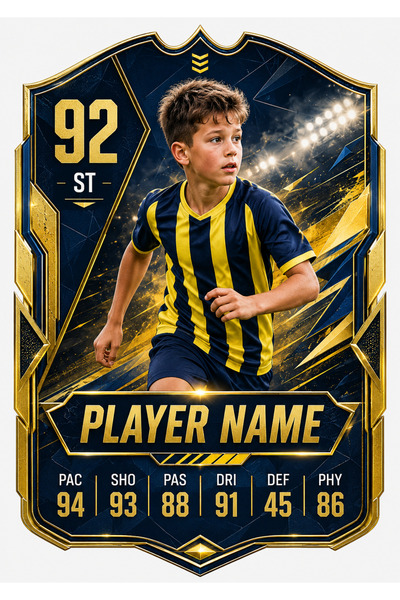 Monokraft Kişiye Özel Futbolcu Kartı - Fotoğraflı İsimli Oyuncu Kartı Tasarımı