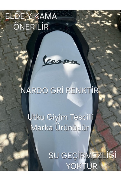 Utku Giyim VESPA UYUMLU VESPA BASKILI NARDO GRİ RENGİ MOTOSİKLET SELE KILIFI