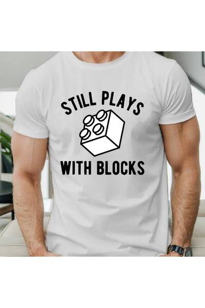 17 seramik تي شيرت كاجوال للرجال من Still Plays with Blocks، قابل للتنفس، بطب...
