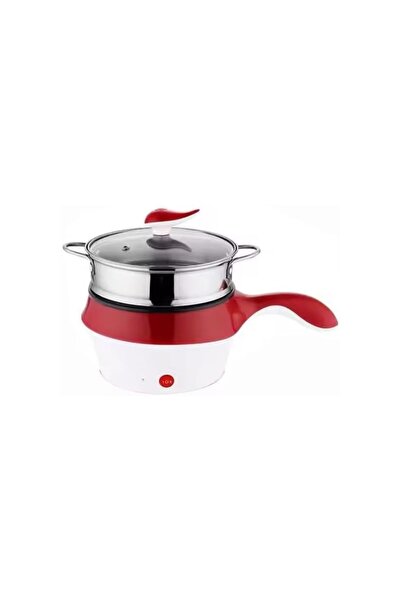 Generic Multi-functional Electric Pot with Steamer Basket 1.5 Liter Red/White...