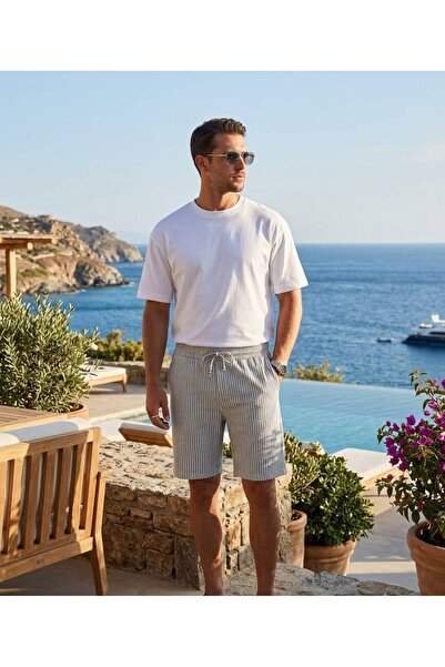 ysfwear ÇİZGİLİ ERKEK KISA ŞORT