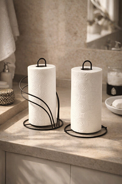 Edora Home Set of 2 Black Vertical Paper Towel Holders Swan Napkin Holder Kit...