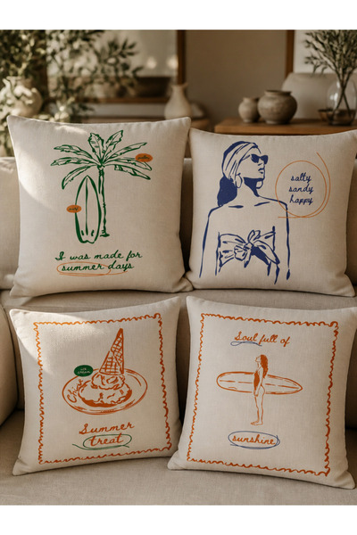 LadiesHome Set of 4 Decorative Pillow Covers - Minimalist Summer Pattern, 43X...