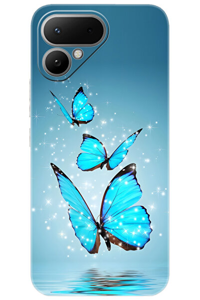 TECNO Pova Curve 2 5G (LK7k) Uyumlu Kılıf Desen Baskılı Silikon Mavi Kelebek ...
