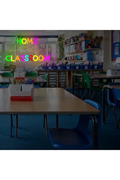 Slasa Home Sweet Classroom LED Neon Sign with 6mm Acrylic Base, Multicolor, 18x34 cm