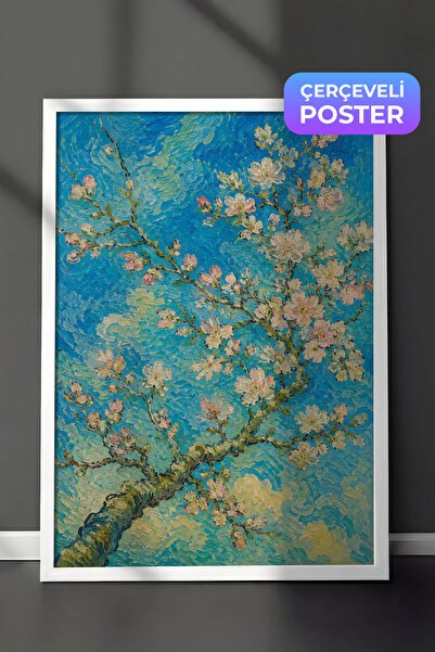 Zestia Pictură murală inspirată de Van Gogh, cu flori de migdal, efect de vop...