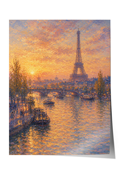 Zestia Poster inspirat de Monet cu Turnul Eiffel din Paris, peisaj impresioni...