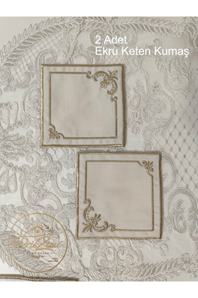 Priszizu Ecru Linen Fabric Coffee Side Presentation Napkin, Cocktail Napkin, ...