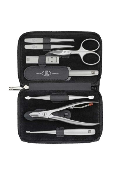ZWILLING Set 8 piese inox satinat, suport caseta piele, Negru - TWINOX