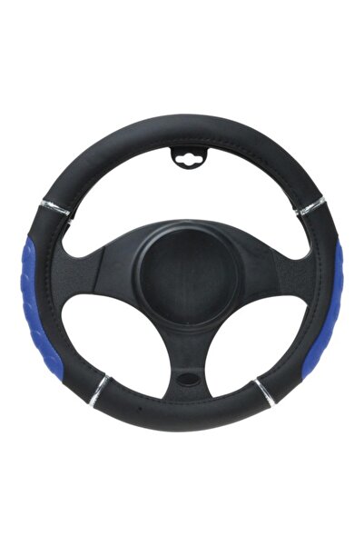AUTOMAX Husa volan negru cu albastru , material cauciucat, diametru 37-39cm