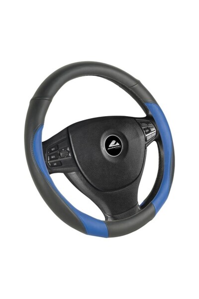 AUTOMAX Husa volan de culoare neagra cu insertii de culoare albastra, diametr...