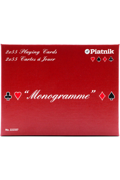Piatnik Set de 2 pachete de carti de joc cu Monogramme, Piatnik, Plastic