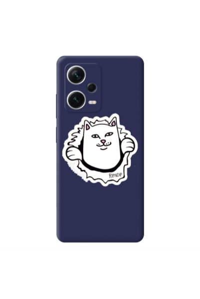 Other Xiaomi Poco X5 White cat Dark blue Colored Silicone TPU Θήκη
