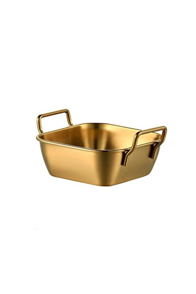 CEZVE HOME Stainless Steel Gold Handled Square Mini Serving Bowl Breakfast an...