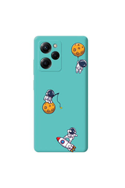 Other Xiaomi Poco X5 Pro Cute astronauts Turquoise Colored Silicone TPU Θήκη