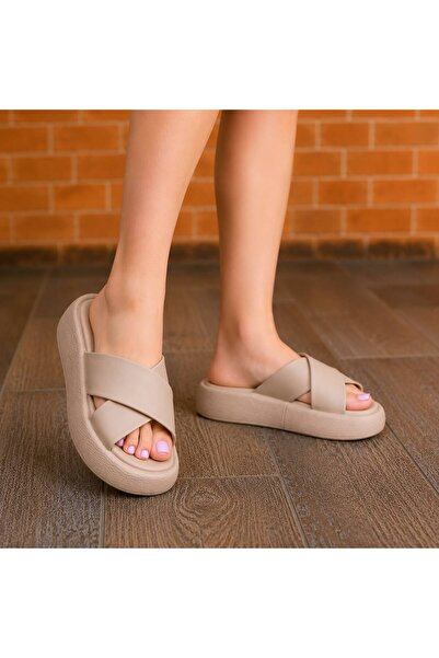 kajal ayakkabı Mdrn 003 Cross Banded Slippers