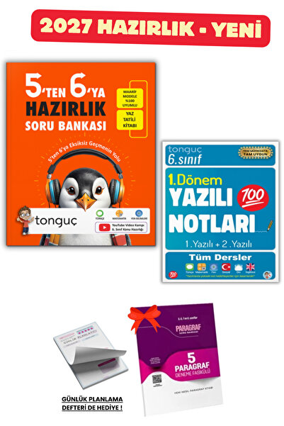 Tonguç Yayınları 6. Sınıf 5 ten 6 ya Hazırlık Yaz Tatili Kitabı ve Yazılı Not...