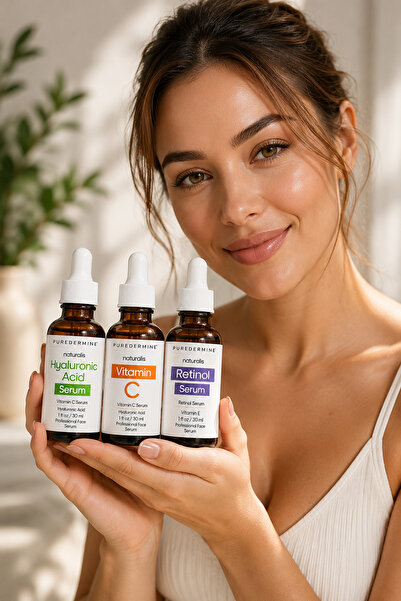 Puredermine Triple Facial Care Serum – Hyaluronic Acid, Vitamin C, and Retino...