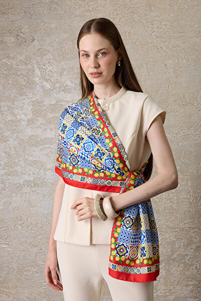 SilkTouch Red Sicilian Tale Patterned Silky Rayon Scarf