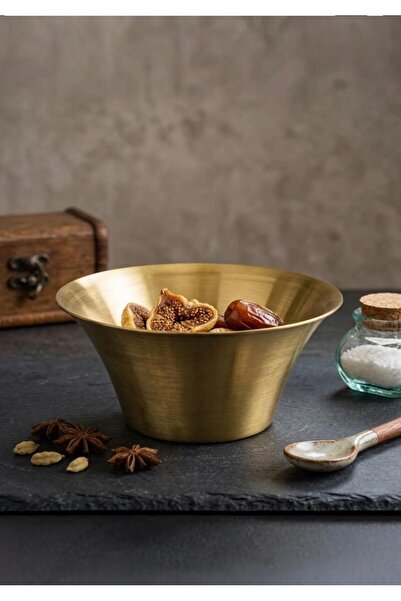 CEZVE HOME Gold Stainless Steel Round Presentation Bowl Nuts Snack Serving Co...