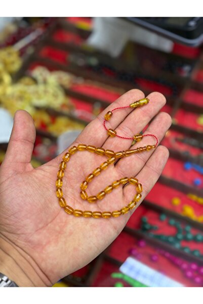 tesbihciniz Capsule Cut Honey Color Fire Amber Prayer Beads