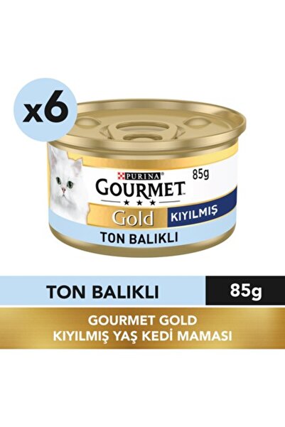 Gourmet Gold Kıyılmış Ton Balıklı Yaş Kedi Maması 85 gr x 6 Adet Besleyici İç...