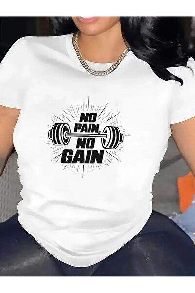 STITCHLY Women'S Summer Short Sleeve T-Shirt - 'No No Gain' Gym Motivation Tee