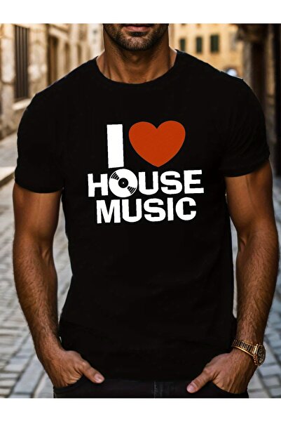 17 seramik قميص رجالي مطبوع عليه 'I Love Vinyl Record' بأكمام قصيرة وياقة مست...