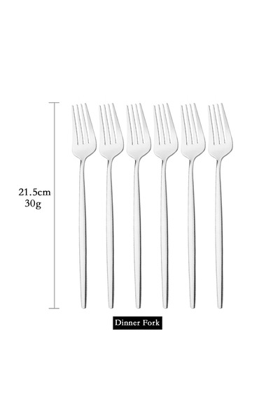 Choice3 Silver 6Pcs Mirror Dinner Forks Cutlery Gold Stainless Steel Fork Fla...