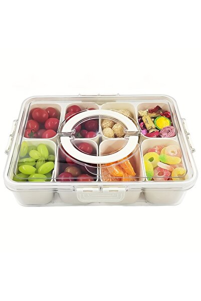 choice2 8 Grids Veggie Tray with Lid and Handle, Divided Serving Tray, Snack ...