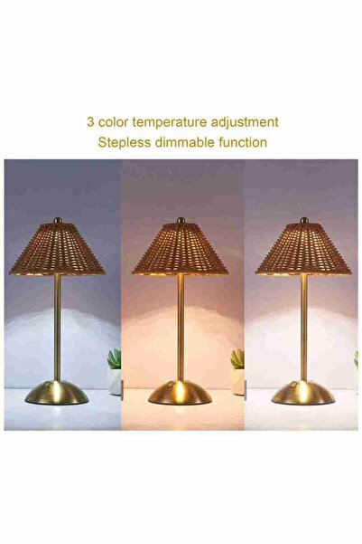 Choice as Cordless Boho Rattan Table Lamp 2W PC Rattan Weaving Rechargeable D...