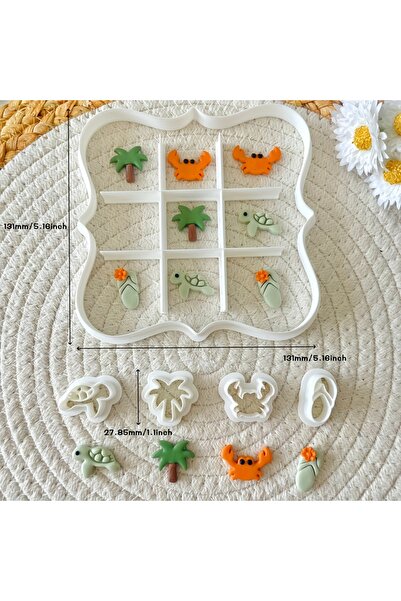choice2 C 6Pcs Ocean Tic Tac Toe Cookie Cutter Set Shell Coral Fish Palm Tree...