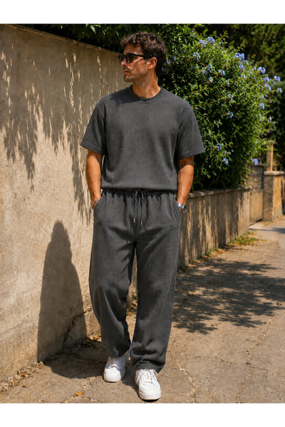DAXİS Sportwear Company Ανδρικό Σετ Μπλουζάκι & Παντελόνι από Ύφασμα Βάφλα με...