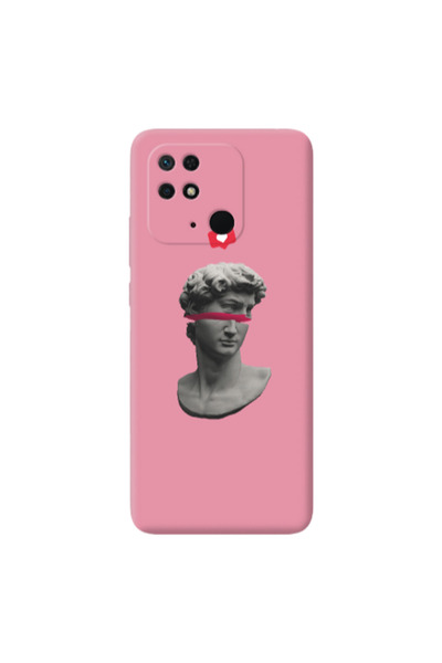 Other Xiaomi Redmi 10C Half statue Pink Colored Silicone TPU Θήκη