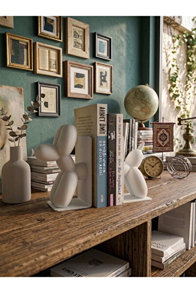 CMHOME Decorative Balloon Dog Book Holder Support 2 Pieces Modern Bookshelf D...