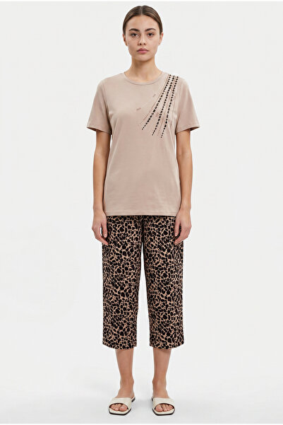 Sementa Patterned Combed Cotton Capri Set - Stone
