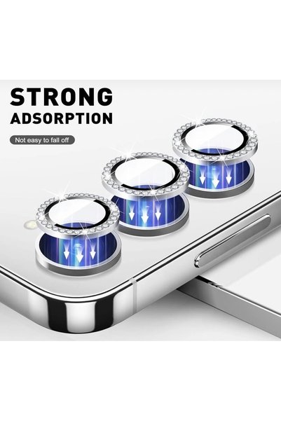 ENİLTECH Galaxy S25 Fe Compatible Shiny Stone Camera Lens Protector Glass and Frame Camera Protection Lens