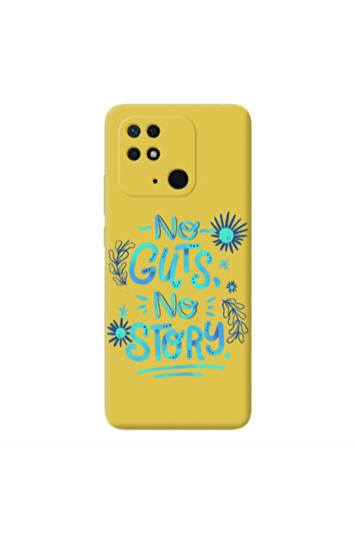 Other Xiaomi Redmi 10C No guts no story Yellow Colored Silicone TPU Θήκη