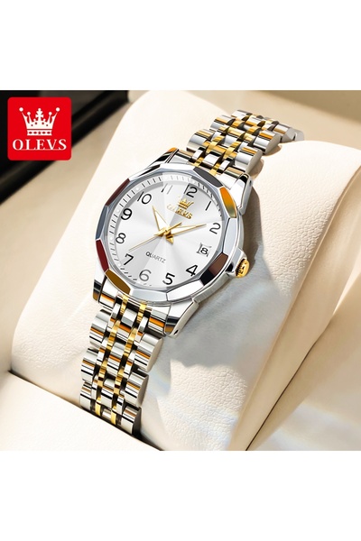 Choice6 Gold White OLEVS 9970 Original Quartz Watch for Women Solid Steel Str...