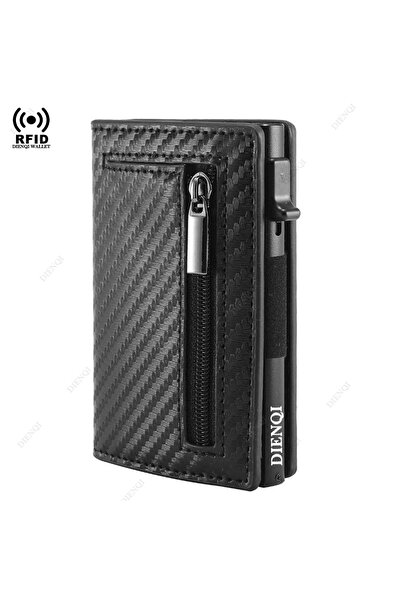 choice2 Carbon Black Anti-theft Holder Men Wallets Rfid Blocking Aluminum Lea...
