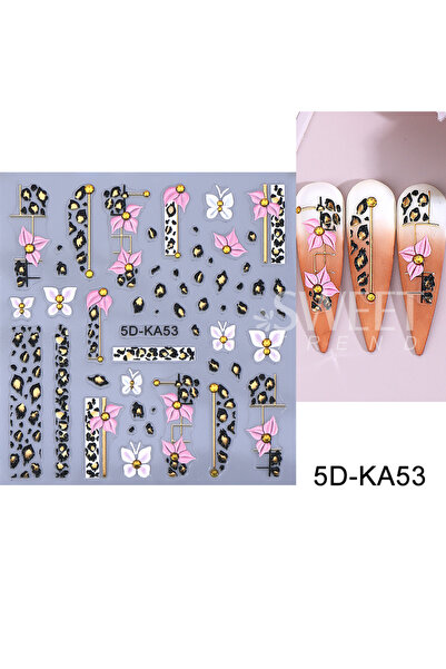 choice2 5D-KA53 5D Leopard Print Flower Nail Art Stickers Self-Adhesive Butte...