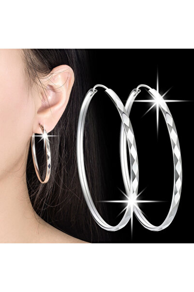 Choice 50mm Silver Color 3/4/5/6CM Round Hoop Earrings For Women Fashion Part...