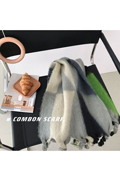 Choice 2 2023 New Geometric Gradient Mohair Women Thick Cashmere Scarf Winter...