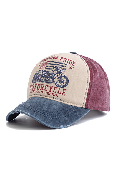 Choice 56cm-60cm Navy Blue Red New Motorcycle Printing Baseball Cap Vintage C...