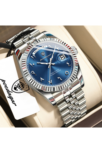 Choice3 845 Silver Blue High Quality Men Clock Waterproof Date Week Fashion M...